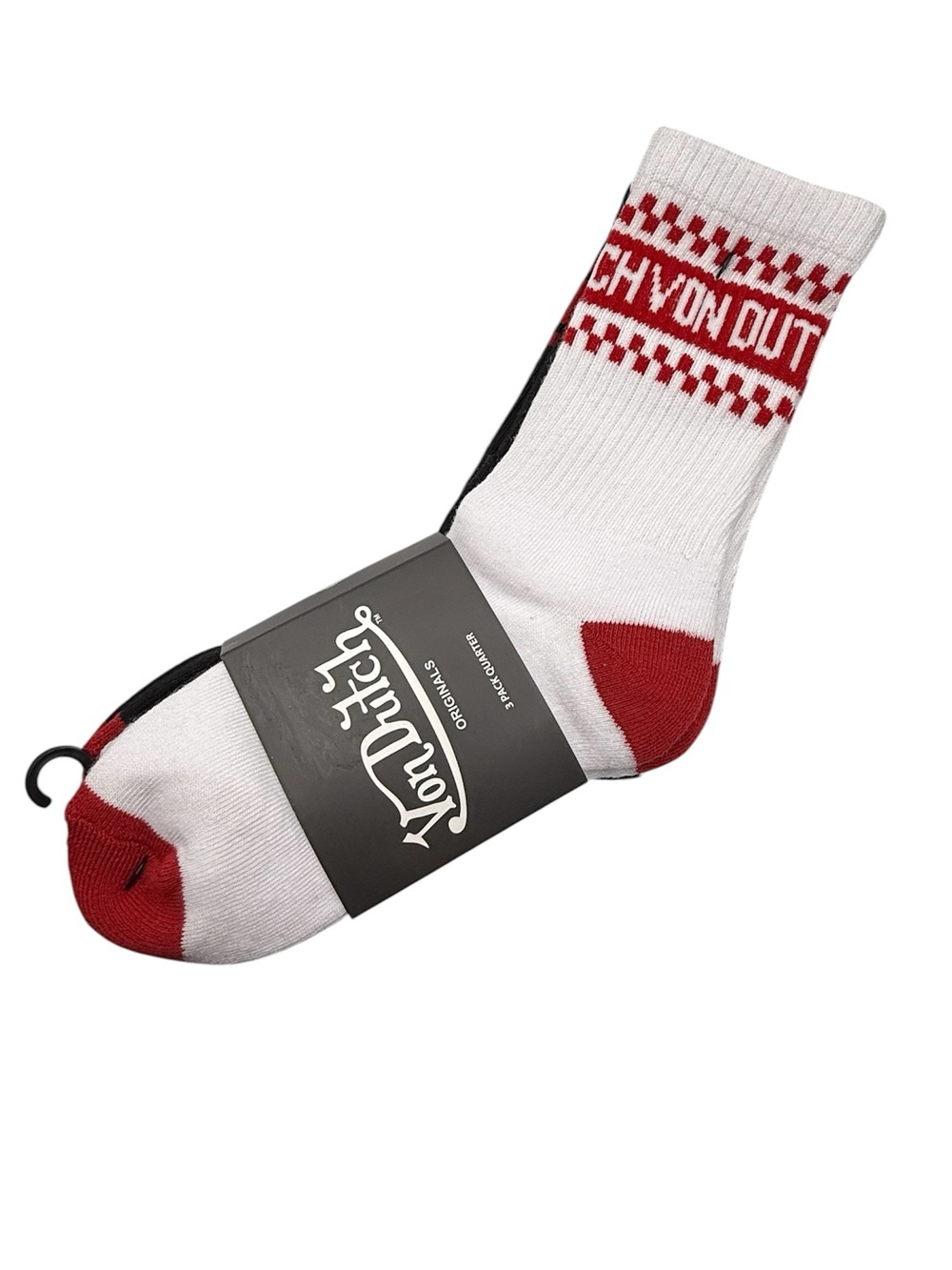 Von Dutch 3 Pack Crew Socks Black White Red Logo NEW